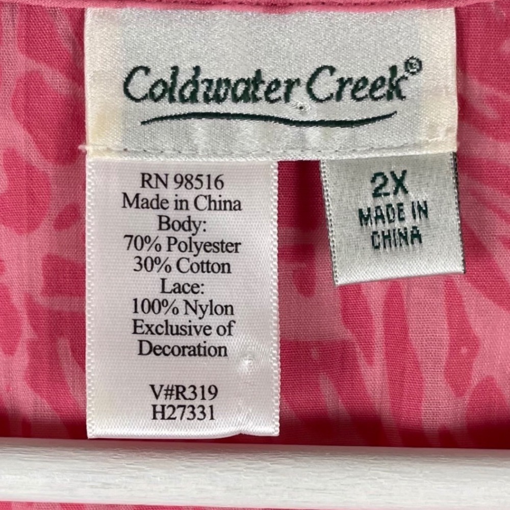 Coldwater Creek Women's 2X Tunic Top Pink Abstract Mesh Embroidery Lace - Picture 5 of 8